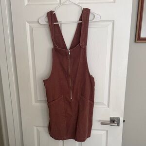 Mauve Brown Corduroy Overall Dress